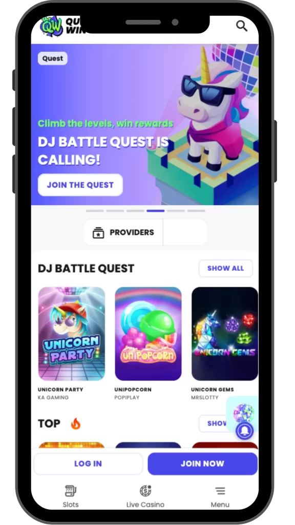 QueenWin Casino Mobile App interface illustration