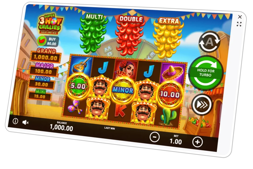 3 Super Hot Chillies - Slot game screen interface
