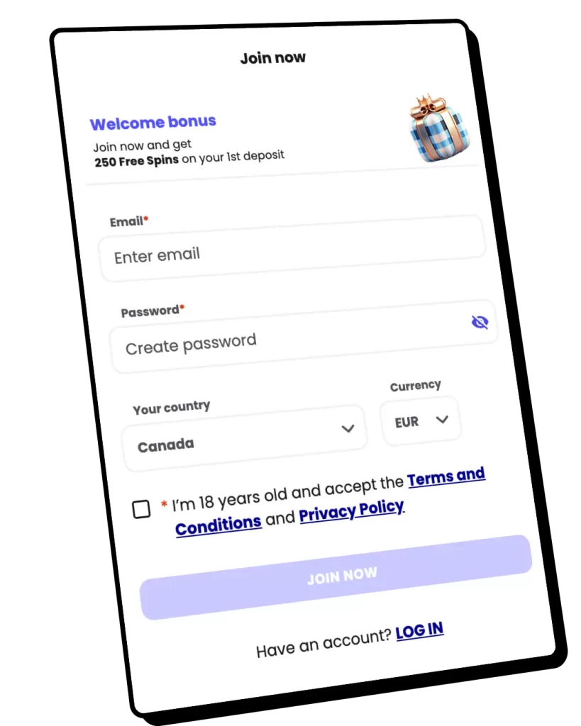 sign up process at mobile device