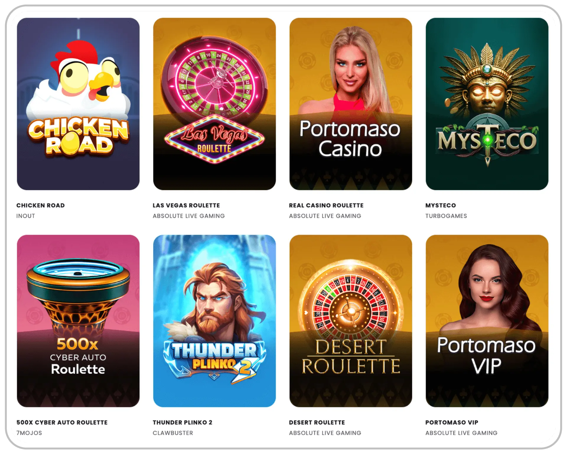 Catalogue of table game at Queenwin